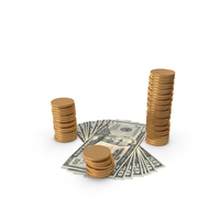 US 50 Dollar Money Notes Curency Gold Coins PNG & PSD Images