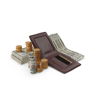 Wallet Open US 50 Dollar Money Mill Gold Coins PNG & PSD Images
