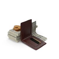 Wallet Open US 50 Dollar Money Rolls Gold Coins PNG & PSD Images