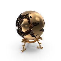 Fractured Bronze Sphere Sculpture PNG & PSD Images