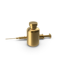 Gold Syringe And Vial Bottle PNG & PSD Images