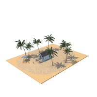 Beach Hut With Children PNG & PSD Images