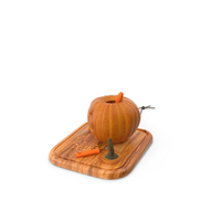 Carved Pumpkin With Seeds And Tools On Wooden Board PNG & PSD Images