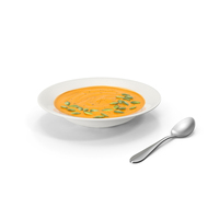 Creamy Pumpkin Soup with Pumpkin Seeds and Spoon PNG & PSD Images