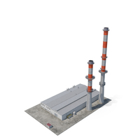 Factory Building with Industrial Chimney Pipes PNG & PSD Images