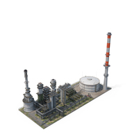 Fuel Processing Factory With Chimney Pipe PNG & PSD Images