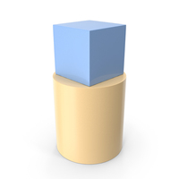 Blue Cube On Cylinder PNG & PSD Images
