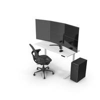 Office Workstation With Multi Screen PNG & PSD Images