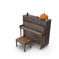 Old Piano With Spooky Pumpkin And Candles PNG & PSD Images