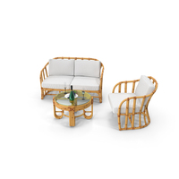 Outdoor Bamboo Furniture With Wine And Glasses PNG & PSD Images