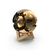 Golden Fractured Sphere On Wooden Stand PNG & PSD Images