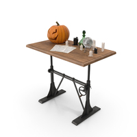 Halloween Decor on a Vintage Table PNG & PSD Images