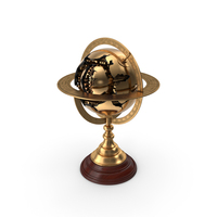 Golden Ruptured Globe On Antique Stand PNG & PSD Images