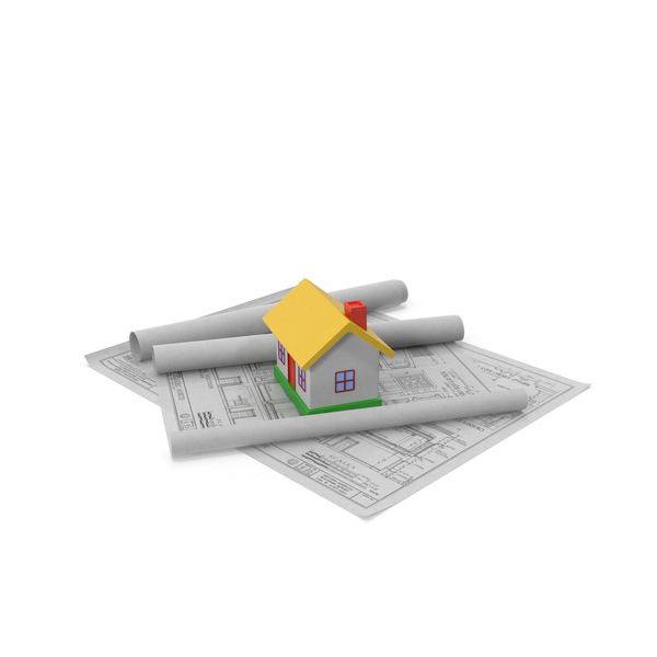 Architectural House Concept On Blueprints PNG & PSD Images