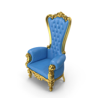 Throne Chair Blue Light Gold PNG & PSD Images