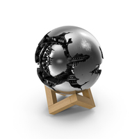 Architectural Fractured Sphere On Wooden Stand PNG & PSD Images