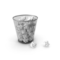 Round Trash Can With Crumpled Paper PNG & PSD Images