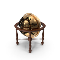 Sculpted Sphere Of Ruins In Classic Globe Frame PNG & PSD Images