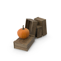 Traditional Carved Pumpkin On Wooden Crate PNG & PSD Images