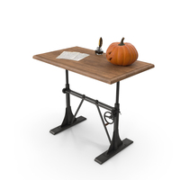 Vintage Table With Jack o Lantern And Feather Ink PNG & PSD Images