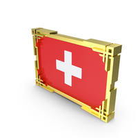 Switzerland Flag with Gold Frame PNG & PSD Images