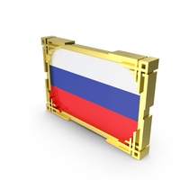 Russia Flag With Gold Frame PNG & PSD Images