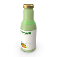 Glass Bottle With Green Colored Juice PNG & PSD Images