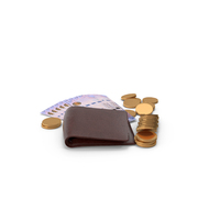 Brown Wallet Saudi 500 Riyals Money Roll Bill Coins PNG & PSD Images