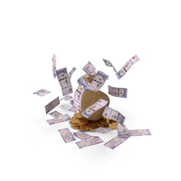 Gold Falling Saudi 500 Riyals Money Bag PNG & PSD Images