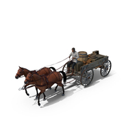 Medieval Peasant With Wagon And Horses PNG & PSD Images