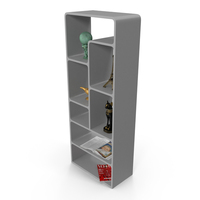 Modern Bookshelf With Decorative Souvenirs PNG & PSD Images