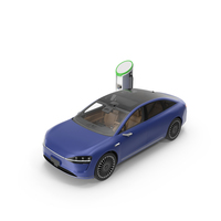 Blue Urban Sedan With Electric Car Charging Station PNG & PSD Images