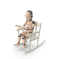 Cyborg Child Reading In Rocking Chair PNG & PSD Images