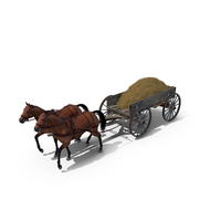 Wagon With Hay And Horses PNG & PSD Images