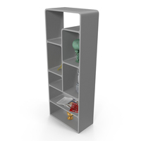 White Display Shelf with Global Souvenirs PNG & PSD Images