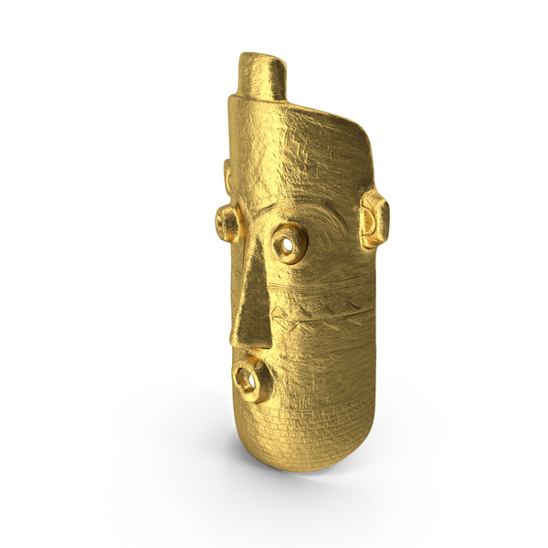 African Congo Mask Gold PNG & PSD Images