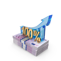 100 Percent Arrow Growth On Euro 500 Money Notes PNG & PSD Images