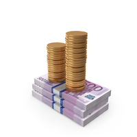 Euro 500 Money Notes With Gold Coins PNG & PSD Images