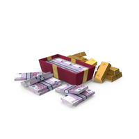 Box Gold Biscuits Lots Euro 500 Money Notes PNG & PSD Images