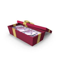 Gift Box Open With Euro 500 Money Notes PNG & PSD Images