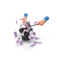 Hand Magic Hat Euro 500 Money Fly Out PNG & PSD Images