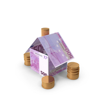 Home With Euro 500 Money Notes Currency Coins PNG & PSD Images