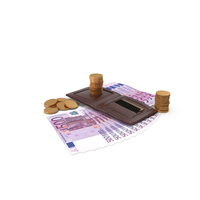 Leather Wallet  Coins Bill Euro 500 Money PNG & PSD Images