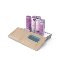 Leather Wallet Bill Euro 500 Money Bills PNG & PSD Images
