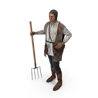 Medieval Farmer With Pitchfork PNG & PSD Images