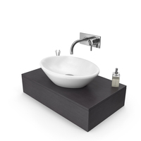 Minimalist Washbasin With Perfume And Diffuser PNG & PSD Images