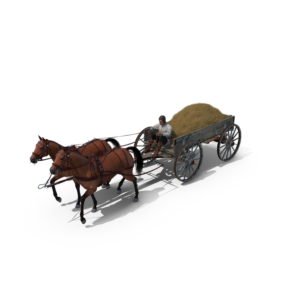 Medieval Peasant With Wagon Of Hay PNG & PSD Images