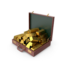 Leather Briefcase With Gold Bars PNG & PSD Images
