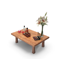 Rustic Vanity Table with Makeup and Perfume PNG & PSD Images
