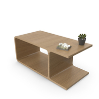 Wooden Minimalist Nightstand With Plant And Mountain Model PNG & PSD Images